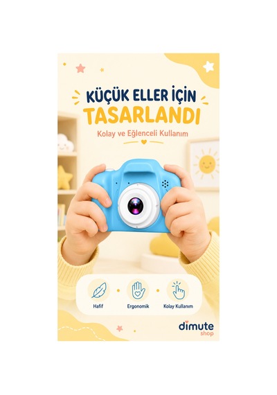 Renkli Çocuk Kamerası Taşınabilir Mini Dijital Fotoğraf Makinesi Hediyelik Çocuk Kamerası Mavi - 744100309