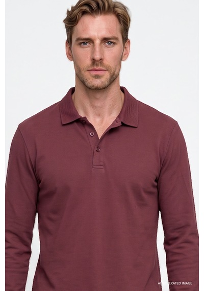 Ac&Co / Altınyıldız Classics Erkek Bordo %100 Pamuk Standart Fit Normal Kesim Polo Yaka Sweatshirt