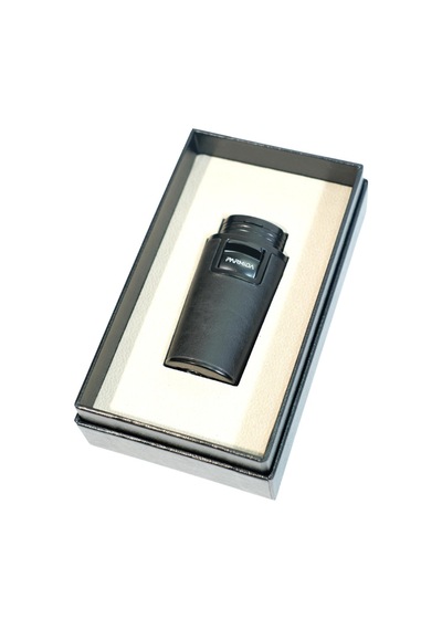 Parmida Çift Torch Pürmüz Delicili Gövdesi Deri Siyah Metal Puro Çakmağı - Tr9614