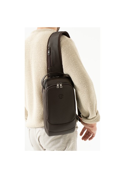 Westpolo Unisex Vegan Deri Çapraz Göğüs Ve Omuz Çantası Body Bag - Kahverengi