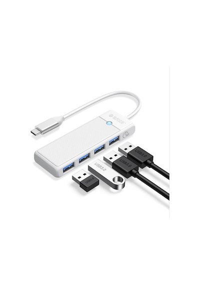 Orico PAPW4A-C3-015-WH 4 Portlu Type-C to USB 3.0 Yüksek Hızlı 5 Gbps HUB Çoklayıcı Beyaz
