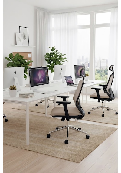 Ofisbazaar Dali Fileli Yönetici Koltuğu Ergonomik Başlıklı Ofis Koltuğu Gri Gri