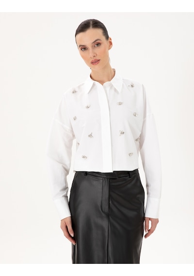 Pierre Cardin Kadın Beyaz Gömlek Desenli 50292277-vr013