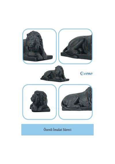 Dekoratif Biblo Yeleli Aslan Heykel El Yapımı Hediyelik Süs Eşyası Model Aslan3 - Siyah