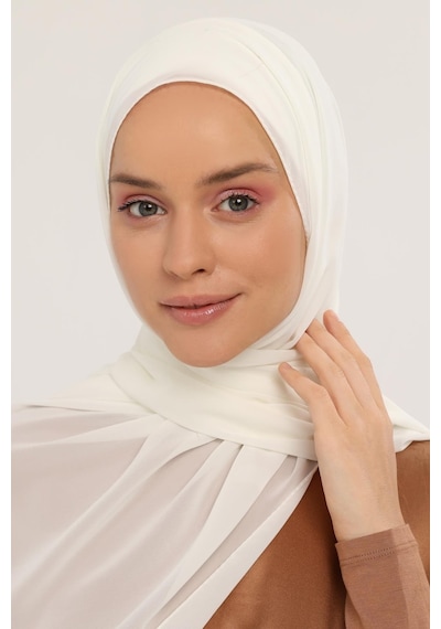 Altobeh Hazır Lüks Pratik Hijablı Şifon Şal Ekru