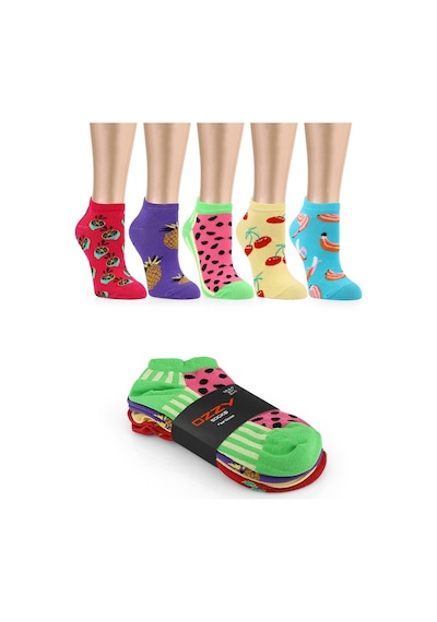 Ozzy Socks 5 Çift Eğlenceli Desenler Kadın Patik Çorap Ozzyp006-36 - 40 Çok Renkli