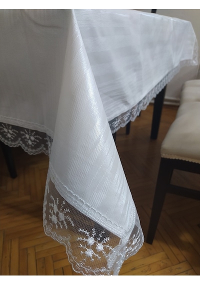Masa Örtüsü Pvc Dantel Kenar Çizgili Motif