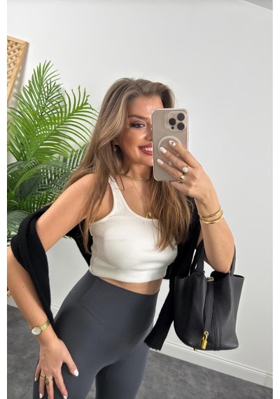Butik Sıkılaştırıcı Toparlayıcı Şardonlu Yüksek Bel Tayt Antrasit