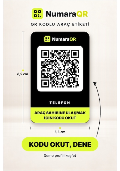 10 Lu Qr Kodlu Numaratör Seti Araç Ve Motosiklet Qr Etiket Park Numaratörü 8,5x5,5 Cm Siyah Numaraqr
