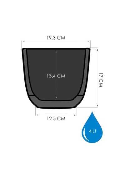 Krs-384 Dekoratif Plastik Mercan Kare Saksı 4 Litre Antrasit 6 Adet Diğer