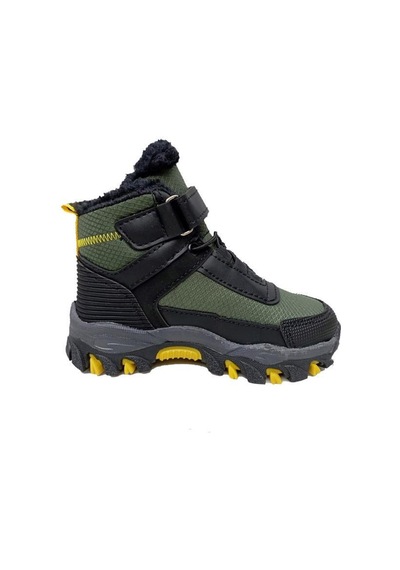 Callion 06p Deri Çocuk Sneakers Bot Haki Siyah Sarı Haki