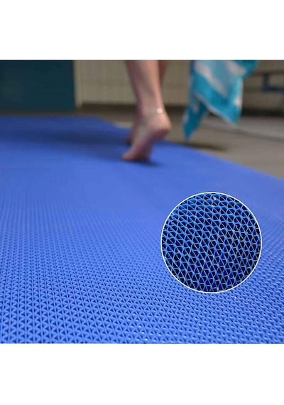 Banyo Duş Havuz Zincir Mat Paspas Kaydırmaz Pvc Paspas / Mavi / Ebat: 90 Cm. Mavi