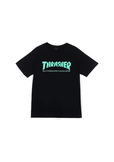 Unisex Siyah Thrasher Baskılı T-hsirt SIYAH