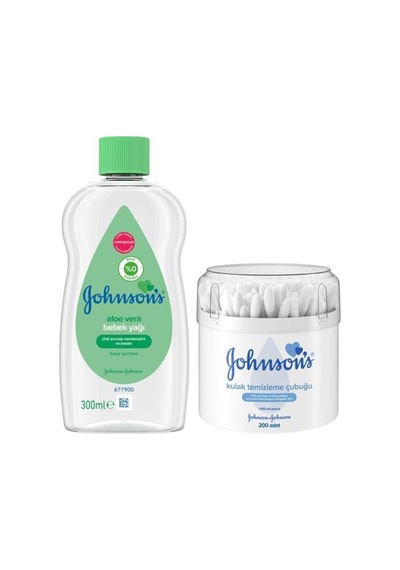 Johnson' Baby Aloe Vera Bebek Yağı 300 ML + Kulak Temizleme Çubuğu 200'lü