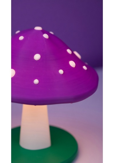 Dekoratif Mantar Gece Lambası - 3d Tasarım Estetik Oda Dekoru - Hediyelik Masa Lambası Mood Light Mor