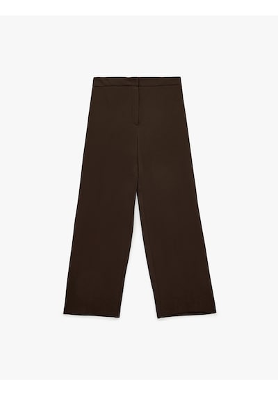 Koton Yüksek Bel Geniş Paça Saten Pantolon Kahverengi 6sak40231uw Kahve