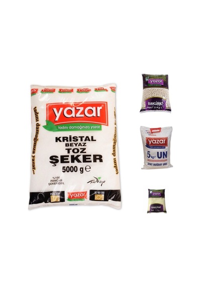 Yazar Fasulye 5 KG + Pilavlık Pirinç 5 KG + Toz Şeker 5 KG + Çok Amaçlı Un 20 KG