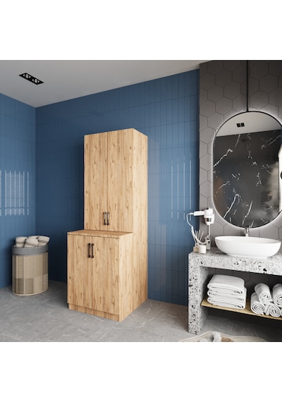 Aspen Çamaşır Ve Kurutma Makinesi Dolabı Banyo Dolabı Çam Çam