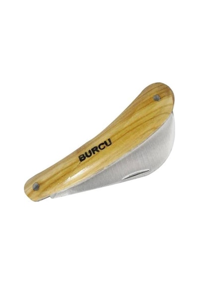 Burcu Aşı Kamp Bıçağı Ceviz Aşı Kamp Çakısı 19 CM (Eldiven ) Kahverengi - Gümüş