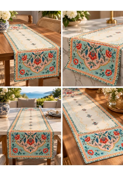 Oriental Bloom 45x140cm Masa Runnerı Çok Renkli