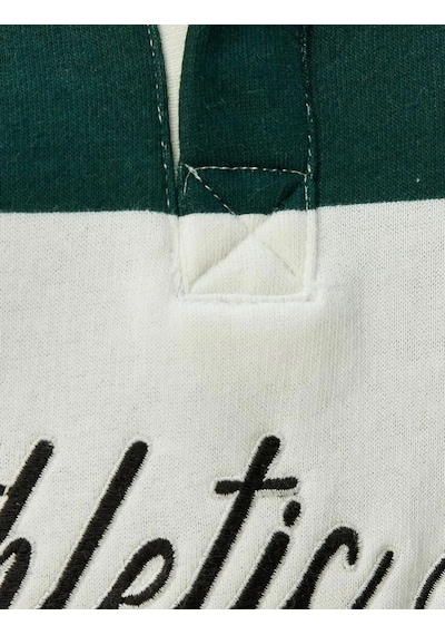 Koton Polo Yaka Sweatshirt Oversize Kolej Baskılı Renk Bloklu Şardonlu Yeşil Çizgili 5wal10214ık Yeşil Koton Polo Yaka Sweatshirt Oversize Kolej Baskılı Renk Bloklu Şardonlu Yeşil Çizgili 5wal10214ık Yeşil