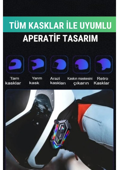 Y20 Max Telsiz Özellikli İki Kişi Bağlantılı 5.3 Motosiklet Kask Kulaklık Rgb Motorsiklet Interkom