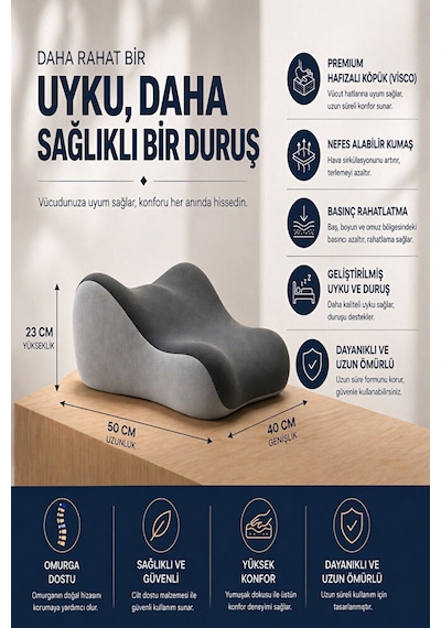 Ortopedik Ayak Ve Kalça Destek Yastığı Rahatlama, Dolaşım Ve Uyku Konforu İçin Gri