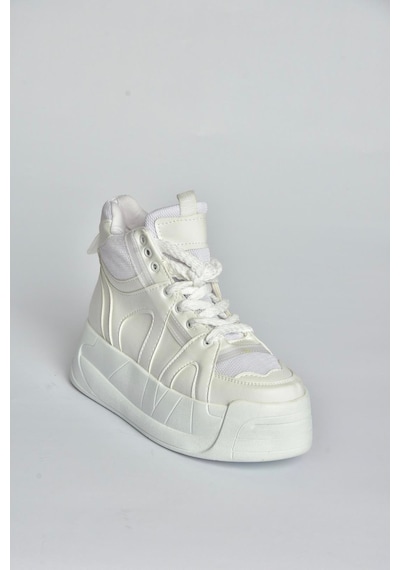 Fox Shoes V973019109 Beyaz Kalın Tabanlı Kadın Spor Ayakkabı Sneakers Beyaz