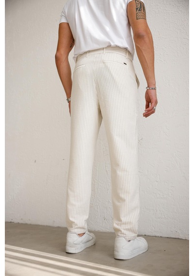 Braccas Erkek Esnek Dokulu Slim Fit Bej Pantolon Bej