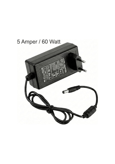 12v Fişli Adaptör 5 Amper 60 Watt - Şerit Led, Modem Ve Kamera Uyumlu Güç Kaynağı Trafosu - Cata