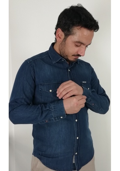 Tousus Slim Fit Kot Erkek Gömlek Slm-2010-tss Lacivert