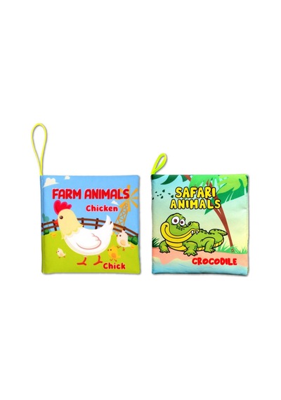 2 Kitap Tox Ingilizce Çiftlik Hayvanları ve Safari Hayvanları Kumaş