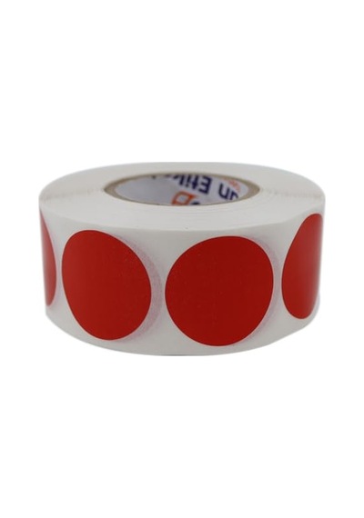 Pp Opak Daire İşaretleme Etiketi Rulo Etiket, 30mm X 30mm Çap 1000 Adet, Yuvarlak Renkli Zemin Baskılı Kontrol Etiketi, Endüstriyel Ve Masaüstü Barkod Yazıcılar İle Uyumludur. Kırmızı 10