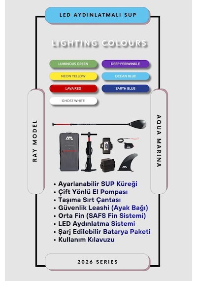 Aqua Marina Ray 11 0 Tpu Şişme Stand Up Paddle Board Led Aydınlatmalı Sup