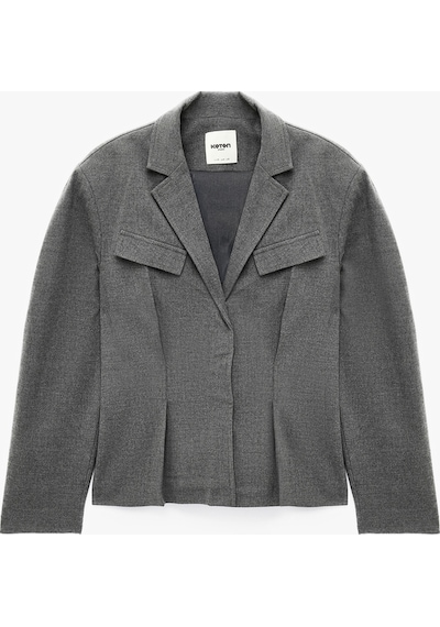 Koton Çift Cepli Klasik Yaka Uzun Kollu Peplum Kesim Pileli Blazer Ceket Gri 7wak50123uw