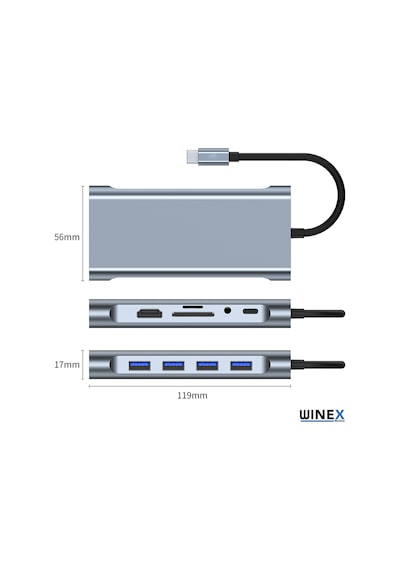 Winex 11In1 Hub Type-C Port Dönüştürücü Adaptör