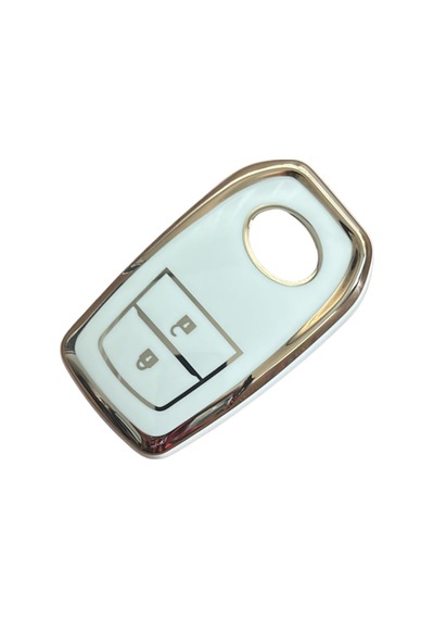Autohan Keys Toyota Chr, Hilux, Corolla, Land Cruiser, Yaris Cross, Camry, Rav4 İçin 2 Butonlu Nano Anahtar Kılıfı Beyaz-altın