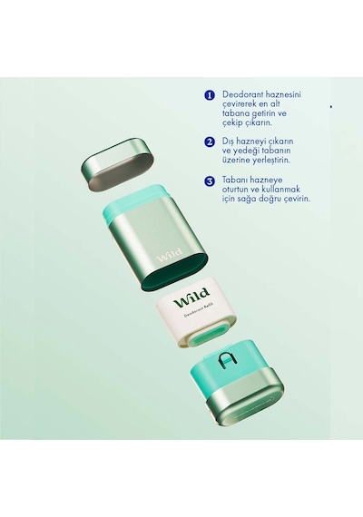 Wild %98 Natural Stick Deodorant Kutu + Refill Fresh - Aqua Case + Fresh Cotton & Sea Salt 40 Gr