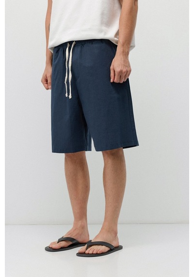 Vamos Basic Oversize Keten Şort Lacivert
