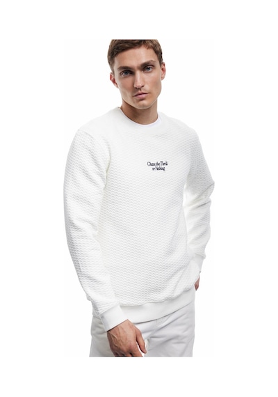 Koton Uzun Kollu Bisiklet Yaka Dokulu Beyaz Erkek Sweatshirt 6wam70075mk Beyaz
