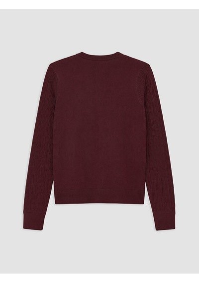 Lcw Modest Bordo Saç Örgüsü Desenli Kadın Triko Hırka