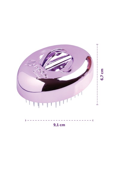 Premium Shinybrush Saç Fırçası - Kendini Temizleyen, Aynalı, Çanta Boy - Compact Detangling To Go Mor