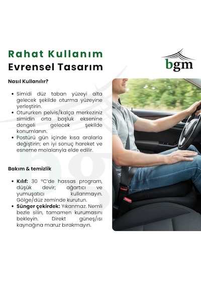 Ortopedik Oturma Simidi Sert Sünger Destekli Yıkanabilir Kılıf, Sert Yapı Ortopedik Yastık Siyah