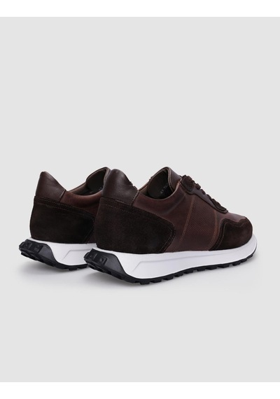 Cabani %100 Hakiki Deri Kahverengi Bağcıklı Erkek Sneaker Kahverengi