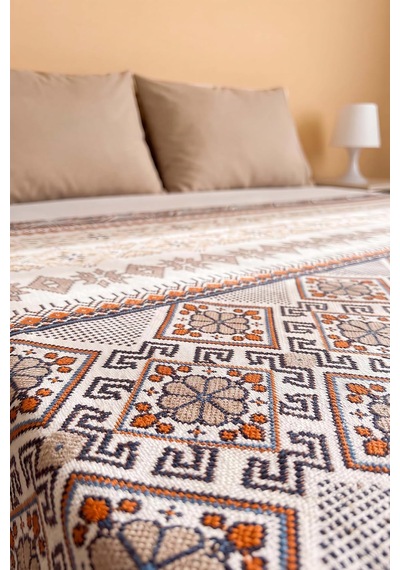 Vizon Etnik Desenli Çift Kişilik Baskılı Pike & Yatak Örtüsü 200x230 Cm Diğer