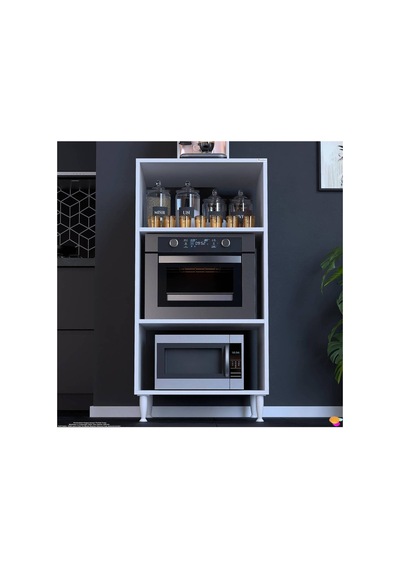Silva 60x119,2x48 Cm Mikrodalga Ve Midi Fırın Standı - 3 Bölmeli Çok Amaçlı Mutfak Rafı Beyaz Silva 60x119,2x48 Cm Mikrodalga Ve Midi Fırın Standı - 3 Bölmeli Çok Amaçlı Mutfak Rafı Beyaz