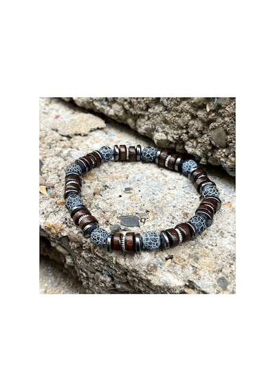 Alnis Atelier Akik ve Hematit Doğal Taş Erkek Bileklik - 8 mm, Elastik