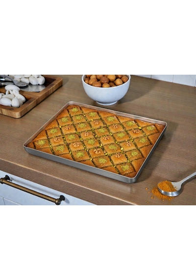 Alüminyum Baklava Tepsisi 30x40x3 Cm 800 Gr Gri