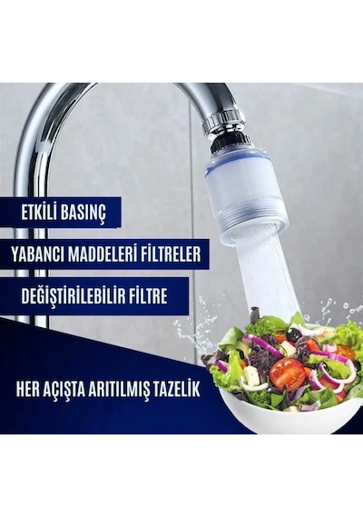 2 Adet Musluk Ucu Filtre Mutfak Ve Lavabo Için Açık Gri