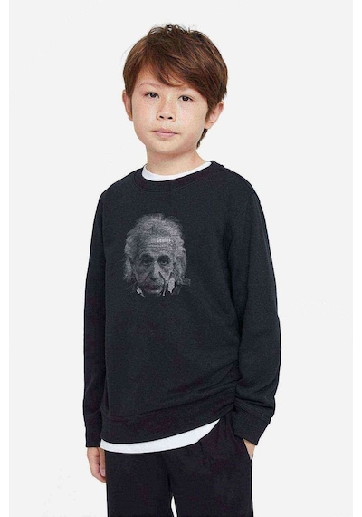 Tshirthane Albert Einstein Tipografi Baskılı Unisex Çocuk Siyah Sweatshirt